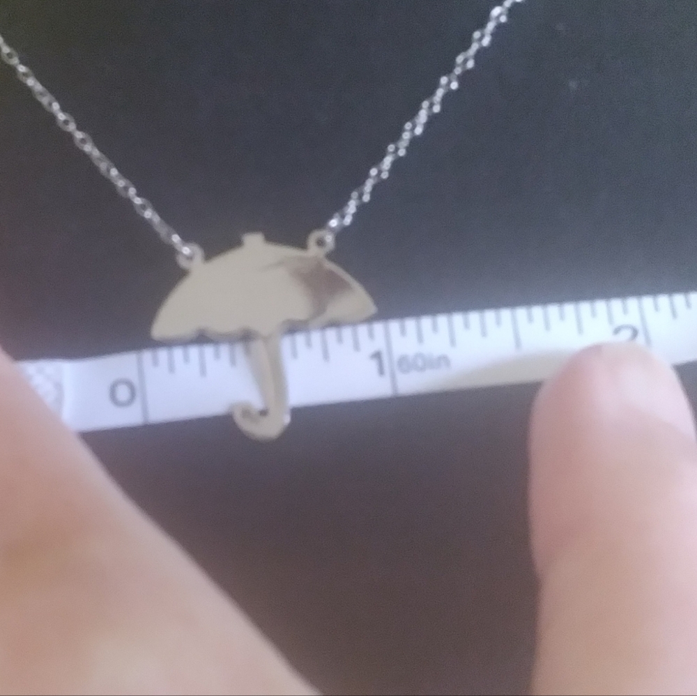 CUTE STERLING Umbrella Pendant ♥ ♥  with diamond chip 🔹 Early 70s - Picture 6 of 10